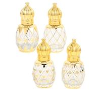 NIYANGLE 4 pièces Lot de Flacons Rechargeables Verre pour Huiles Essentielles Parfum et Cosmétiques Bouchon Alliage Design Élégant pour Voyage et Usage Quotidien