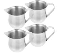NIYANGLE 4 pièces Lot de Pichets à Lait Inox Petits Pots à Lait Élégants pour Café Espresso Mousseur Pratique et Léger pour Sauces et Condiments Design Unique pour Usage Domestique et