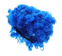 NIYANGLE 4 Pièces Perruque Afro Bouclée Bleue pour Fête Déguisée Perruque Clown et Accessoire Carnaval Halloween Disco