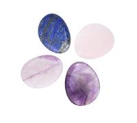 NIYANGLE 4 pièces Pierres de Massage Naturelles Quartz Rose Aventurine et Sodalite Pierres de Lithothérapie pour Soulagement Stress Anxiété et Portable Poche