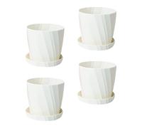 NIYANGLE 4 Pièces Pot de Fleurs pour Plantes Grasses Blanc PP