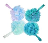 NIYANGLE 4 Pièces Quatuor Éponges de Bain Exfoliantes Boules de Compactes pour Adultes Lot de Éponges pour Moment Relaxant Sous