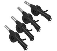 NIYANGLE 4 Pièces Souffleur de Feu de Camp Manuel Portable, Noir | Métal et Plastique, Ignition du Charbon sans Cendres, Pratique en Camping et Cuisson Extérieure