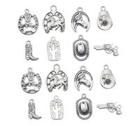 NIYANGLE 48 pièces DIY Charms Set Cowboy Hat And Cactus Pendants For Jewelry Making Hanging Decor For Bracelets Necklaces Keychains Creative Accessories