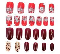 NIYANGLE 48pièces Faux Ongles Décoratifs à Poser avec Capsules Autocollantes pour Ongles Complète Stickers Manucure
