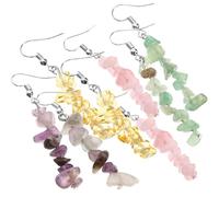 NIYANGLE 4paires Boucles Oreilles Femme Pendantes Pierre Naturelle Perlées Bijoux Cristal