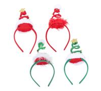 NIYANGLE 4pièces Bandeaux de Noël pour Garçon Fille avec Motif Sapin Accessoires de Cheveux de Noël Décorations Festives