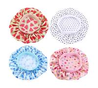 NIYANGLE 4pièces Bonnet De Nuit Garçon Fille Élastique Protège-cheveux Doux Et Léger Casquettes Respirantes Pour Sommeil Bain Et Voyage Mix Couleurs Rose Blanc Beige Bleu