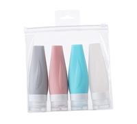 NIYANGLE 4pièces Lot de Flacons de Voyage Vides Silicone Souple de Étanches et Faciles à Remplir pour Shampoing Lotion et Savon