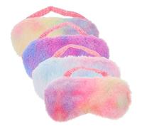 NIYANGLE 4pièces Masque De Sommeil Peluche Réutilisable Coloré Lot Pour Dormir Bloque La Lumière Compact Pour Voyages