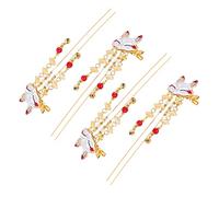 NIYANGLE 4pièces Pinces à Cheveux Chinoises Style Ancien Avec Pompons Rétro Lot De Élégantes Pour Femmes Et Adolescentes Accessoires Délicats Fox Hairpin Pour Coiffure Traditionnelle