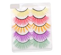 NIYANGLE 5 de Cils Colorés Naturels Faux Cils en Fausse Réutilisables pour Mariages Clubs