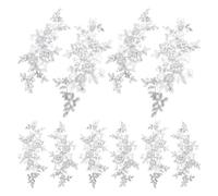 NIYANGLE 5 Paires Patches Dentelle avec Paillettes Argentées Appliques Brodées pour Robe de Mariée Décorations Couture DIY pour Mariage et Soirée