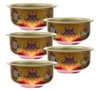 NIYANGLE 5 Pièces Bol D'offrande Bouddhiste en Fer Doré Base Stable, Bol pour Lampe à Huile, Adapté aux Temples et Salles Zen, pour Parfum Charbon et Résine