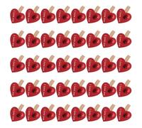 NIYANGLE 50 Mini Pinces à Linge en Bois Rouge de Cœur pour Clips Photo et Mémos, Pack de 50 Pièces, pour Décoration Romantique Saint-Valentin Maison