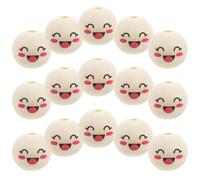 NIYANGLE 50 pièces Lot de Perles Bois Visage Souriant Rondes Grosses et Petites Perles Bois Vrac pour Création Bijoux DIY Accessoires Artisanaux pour Bracelets et Colliers pour Loisirs