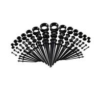NIYANGLE 50 Pièces Piercing de Oreille Écarteur pour Boucles Oreilles Bijoux Corps Unisex Noir Plugs