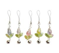 NIYANGLE 5pcs Breloques de Téléphone Portable de Tulipe avec Pendentif Cloche en Acrylique et Métal, Dragonne Polyvalente pour Étui de Téléphone, Usage Quotidien et Shopping
