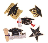 NIYANGLE 5pièces Épinglettes de Remise de Diplômes Broches Émail Forme de Badges à Épingler pour Cadeaux de Fin Études Décoration de Cérémonie Accessoires pour Enseignants et Invités