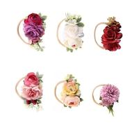 NIYANGLE 6 Pièces Bandeau Garçon Fille Fleurs Colorées Accessoires Photo pour Célébrations et Activités Festives