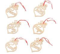 NIYANGLE 6 Pièces Décoration Cœur en Bois de Noël, Lot DIY Suspendu pour | Surface Vierge Double Face, Bois Beige sans Odeur, Cordes, pour Cheminée, Mur et Sapin
