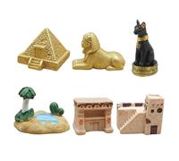 NIYANGLE 6 pièces Figurines Égypte Ancienne Miniatures Décoratives Pyramide Statue Sphinx Oasis Modèles Précis pour Décoration Bureau et Scènes Historique