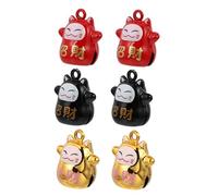 NIYANGLE 6 pièces Fortune Cat Bell Hanging Pendants Decorative Bag and Keychain Accessories Set