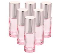 NIYANGLE 6 pièces Lot de Flacons Verre Teinté Rose avec Bille Inox pour Huiles Essentielles Parfum Rechargeable Compact et Anti-fuite Voyage et Aromathérapie