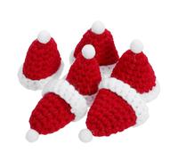NIYANGLE 6 Pièces Mini Knit Christmas Hats Small Santa Beanies With Pom For Wine Bottles Dolls And Holiday Ornaments DIY Craft Decorations