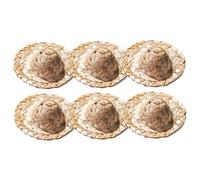 NIYANGLE 6 pièces Miniature Straw Hats Décor pour Cocktails Lot de Petits Chapeaux de Paille Décoratifs Accessoires Adorables pour Verres à Cocktail et Toppers Cupcake pour Fêtes Bars