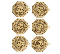 NIYANGLE 6 pièces Pendentifs Porte-clés Huit Diagrammes Cuivre Vintage Breloques Décoratives Exorcisme Lot de Charms Uniques pour Accessoire Clé et Cadeau