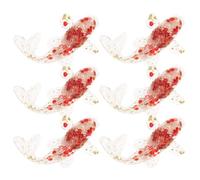 NIYANGLE 6pcs Figurines de Poissons Koi en Cristal Naturel et Résine Rouge, Décoration Réaliste et Résistante la Décoloration pour Salon et Bureau