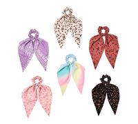 NIYANGLE 6pièces Élastiques à Cheveux Imprimés Fleurs Et Filles Accessoires De Queue De Cheval Stylés Pour Longs Cheveux Et Toutes Occasions
