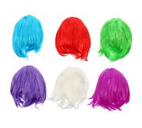 NIYANGLE 6pièces Perruques Courtes Droites Multicolores Pour Cosplay Et Fêtes De Perruques Pet Pour Scène Et Événements Festifs