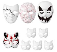 NIYANGLE 9 Pièces Masques Vierges en Papier Blanc à Décorer pour Soirées Mascarade et Halloween, Design Ergonomique Confortable Formes D'animaux et Visages