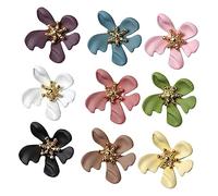 NIYANGLE 9pièces Décorations Fleurs Colorées Charms Manucure à Cinq Pétales Pour Nail Art Accessoires De Beauté Pour
