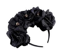 NIYANGLE Accessoire Cheveux Halloween Fille Cerceau Noir avec Fleur et Crâne Tête Costume Party