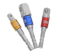 NIYANGLE Adaptateur de Douilles pour Perceuse Électrique, Kit 3 Pièces en Aluminium Coloré avec Support, Compatible Perceuse à Percussion, Rallonge Hexagonale 1/4 3/8 1/2 pour Atelier