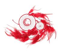 NIYANGLE Attrape-rêves Suspendu Rouge en Fer et Bois Pierres de Cristal et Plumage, Décoration Intérieure Solide et Créative pour Chambre à Coucher Bohème