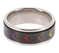 NIYANGLE Bague Arc-en-ciel Rotative en Acier Inoxydable 1 Pièce, Anneau Gay Pride Noir Taille 9, Accessoires Lgbtq pour Hommes et Femmes, Bague Solide pour Célébrations et Soirées