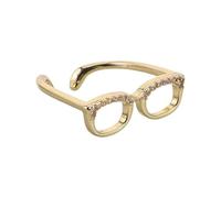 NIYANGLE Bague Lunettes Ajustable en Cuivre, Mini Taille Ouverte pour Femmes, Anneau de Pouce Créatif, Accessoire de Mode pour Couples, Bague Esthétique pour Déclaration D’amour, Présent