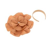NIYANGLE Bandeau Floral Grosse Fleur en Perles Caramel pour Femmes et Filles, Serrage-tête Vintage Chic pour Mariage, Fête et Accessoires Cheveux Printemps, Couronne de Fleurs Cérémonie