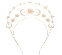 NIYANGLE Bandeau Lune en Métal Doré pour Femme Structure Superposée, Accessoire et Ajustement Sécurisé pour Mariage et Fête