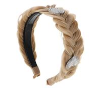 NIYANGLE Bandeau Tressé Queue de Poisson Strass Décoratif, Extensions Synthétiques Intégrées, Couleur Blond Clair 27a/613a, Serrage-tête Léger et Respirant pour Femmes, Accessoire Coiffure