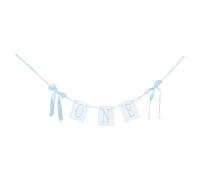 NIYANGLE Bannière de Chaise Haute à Nœud Brodé Bleu pour Premier Anniversaire, Décorations pour Fête Garçon et Filles 1 An, Accessoire Photo de Fête pour Chaise Haute Bébé Garçon Fille