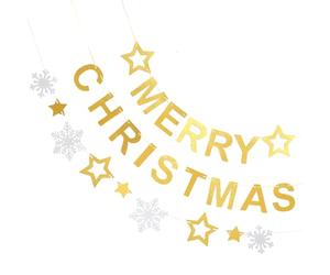 NIYANGLE Bannière de Noël Doré pour Décoration de Fête Intérieure et Extérieure Guirlande Fanion pour Ambiance de Noël