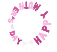 NIYANGLE Bannière Suspendue en Papier Pailleté « Joyeuse Fête des Mères » Rose Fuchsia et Rose Clair Guirlande Décorative à Fanions pour Fête des Mères Décoration de Fond pour