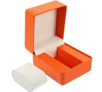 NIYANGLE Boîte à Montre Unique en Cuir PU Orange, Étui de Rangement Étanche et Antichoc pour Montre-Bracelet et Bijoux, Organiseur de Montre Pratique pour Voyage et Bureau, Coffret Présent