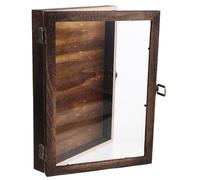 NIYANGLE Boîte à Spécimens en Bois Visible, Couvercle Transparent, Café