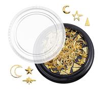NIYANGLE Boîte Coffret Nail Art Alliage Étoile Lune Paillettes Dorées Décoration Ongles Diy Design
